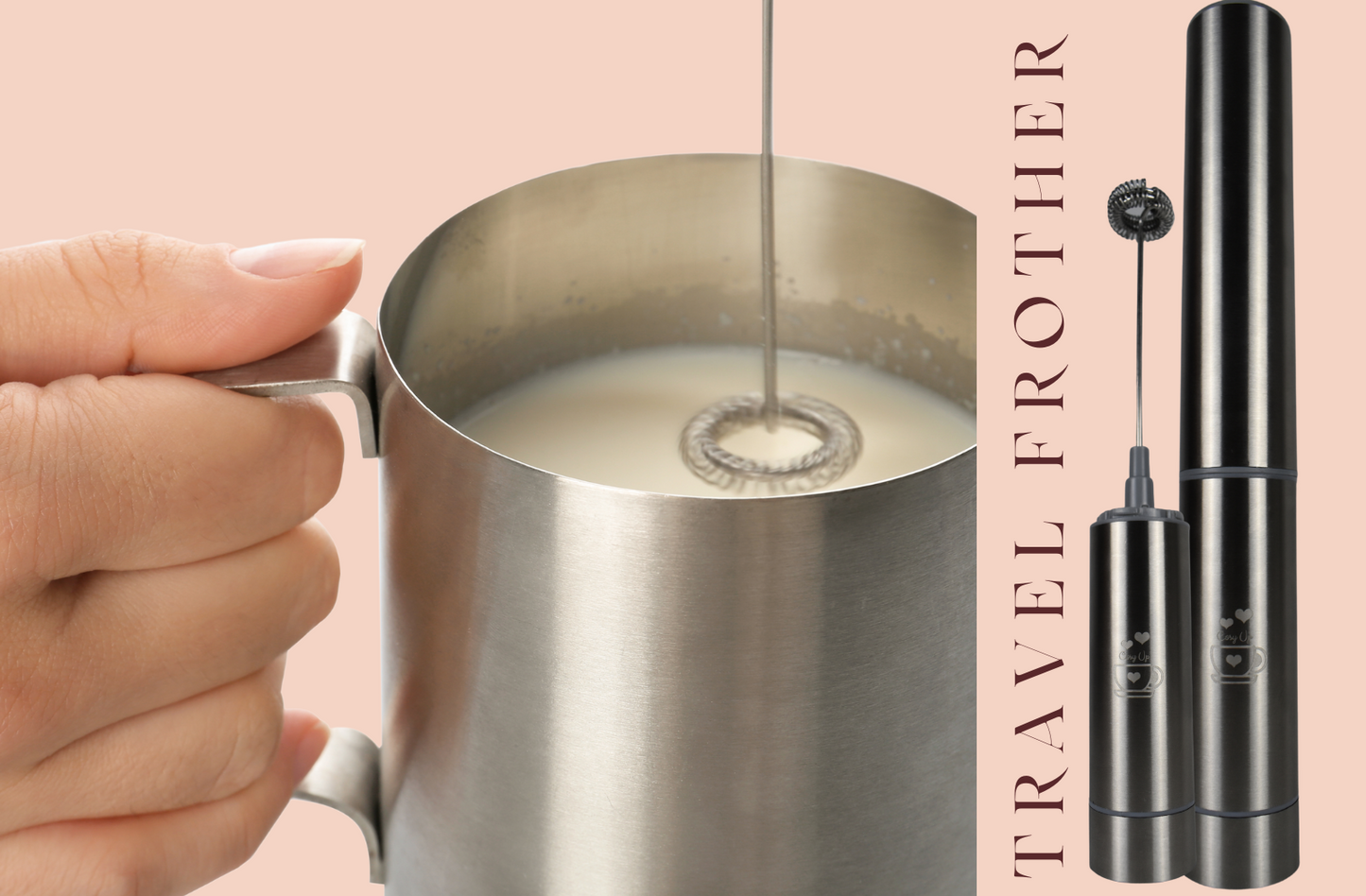 Milk Frother Handheld, Battery Operated - Travel Coffee Frother or Milk Foamer